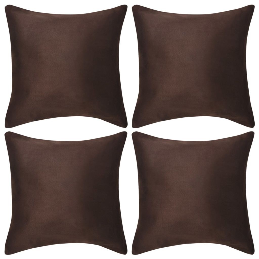Cushion Covers 4 pcs 80x80 cm Polyester Faux Suede Brown